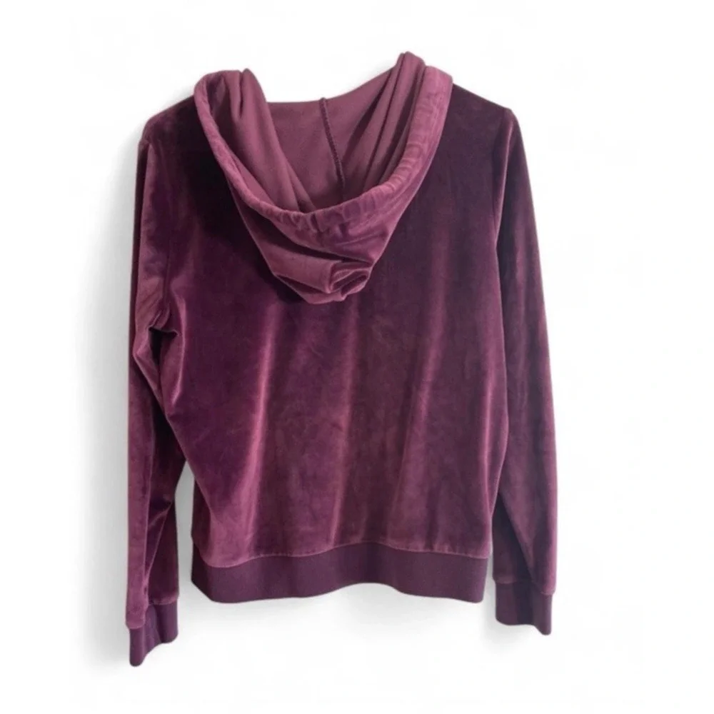 Victorias Secret Pink Zip Up Velvet Hoodie Maroon Women's Small - Picture 5 of 8
